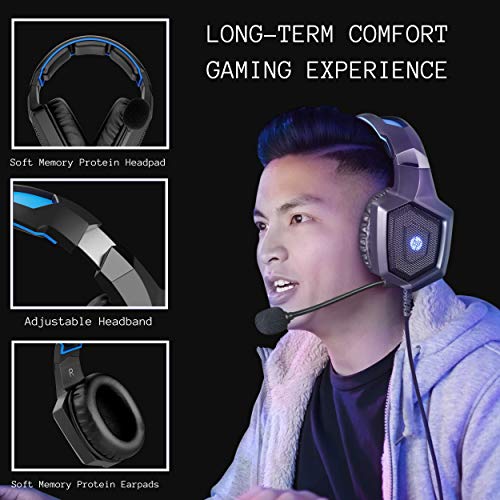 HP Stereo Gaming Headset PC Over Ear Headphones 7.1 Surround Sound with Mic for PC/Mac/Laptop Gamer Headset with Noise Cancelling Mic Comfortable Design and LED Lights - Thumbnail 4