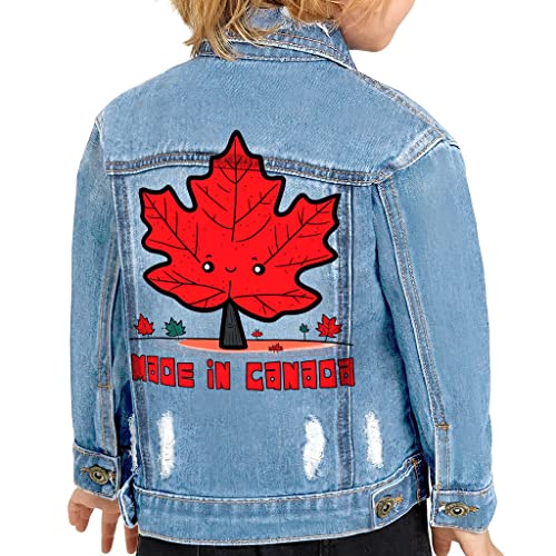 Made in Canada Toddler Denim Jacket - Patriotic Jean Jacket - Art Denim Jacket for Kids