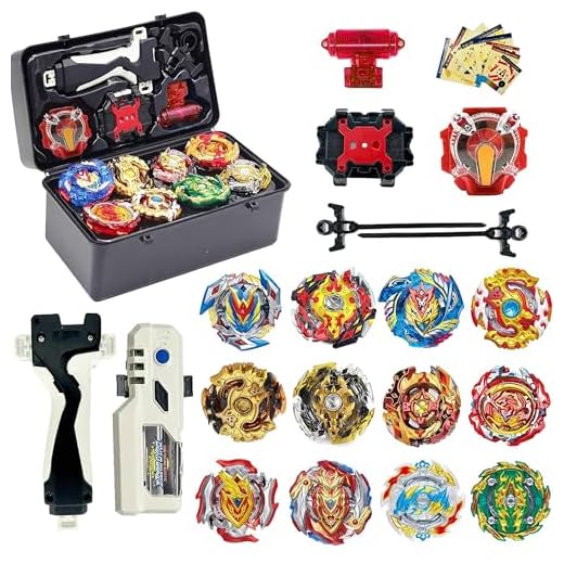 Gytobytle 12in1 Bey Toupie avec Boîte, Metal Fusion Blade Gyro de Combat Jouet Set, avec Poignée Son et lumière et Étincelle Lanceur