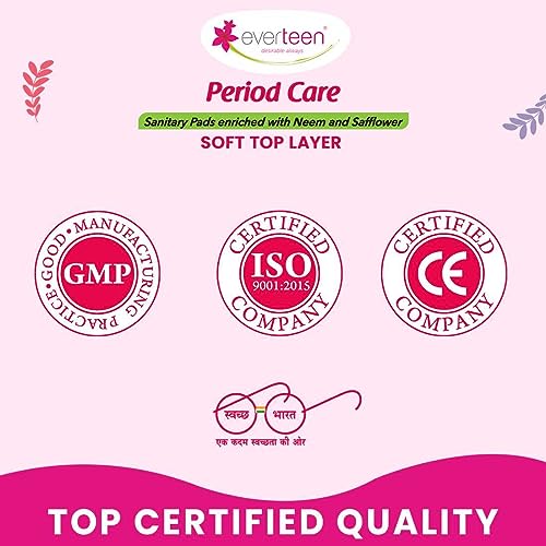 everteen Period Care XXL Soft Neem-Safflower Sanitary Pads for Women - 40 Pads, Rash Free, Anti Tan, Skin Friendly, Double Wing Shape, Advanced Leak Protection, XX Large, 320mm... - Image 6