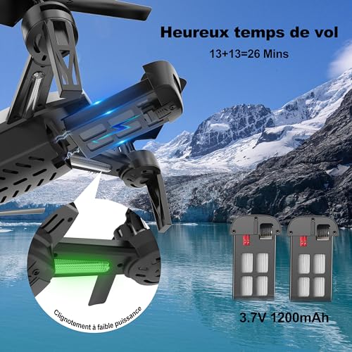 Wipkviey T6 Drohne mit Kamera 1080P, FPV WiFi Drone für Anfänger, RC Quadrocopter mit 2 Akkus, Schwerkraft-Erkennung, Flip Mode, Ein-Tasten-Start, Headless Mode Mädchen/Jungen Spielzeug, C0