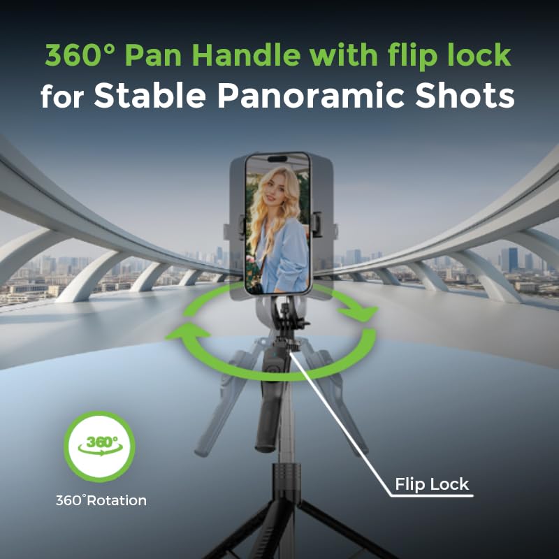 Image of UltraProlink Snap-Z|190cm / 6.20 ft / 74.80 inch Selfie Stick Tripod|Reinforced 4-Leg Tripod Stand|360 Rotatable Handle for Panoramic Shots|Wireless Remote|for Smartphones,DSLR, Ring Lights, GoPro|UM1234