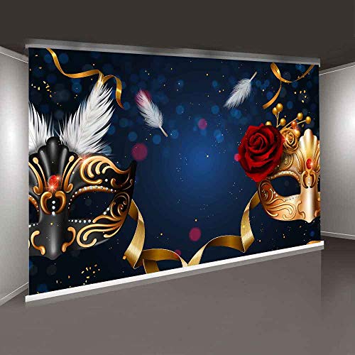 Memety Masquerade Party Backdrop Retro Mask Birthday Photo Background Black Mask Feather Magic Wand Backdrops For Birthday Dance Party Prop Photography Backdrops (10X7Ft) #TOP3