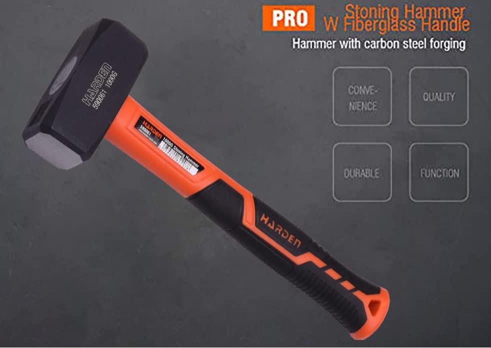 Harden 1.5kg Stoning Hammer with Fiberglass Handle 590065, Black - Image 4