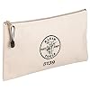 Klein Tools 5139 Zipper Bag, Canvas Tool Pouch 12.5 x 7 x 4.25-Inch with Heavy Duty Brass Zipper Close, Natural