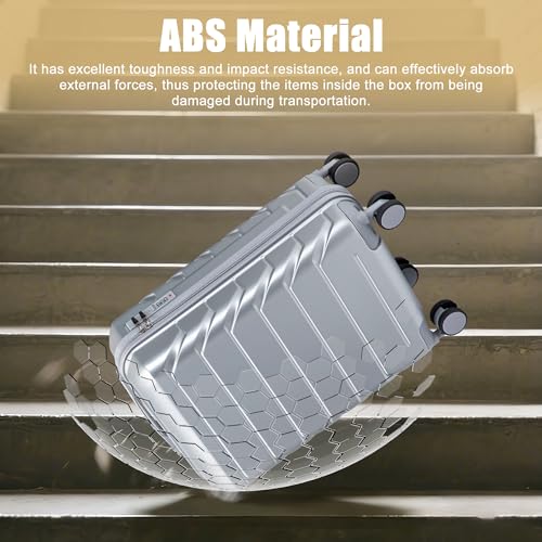 Image of 20 Inch ABS Hard Shell Travel Checked Luggage With Combination Lock, Sliver