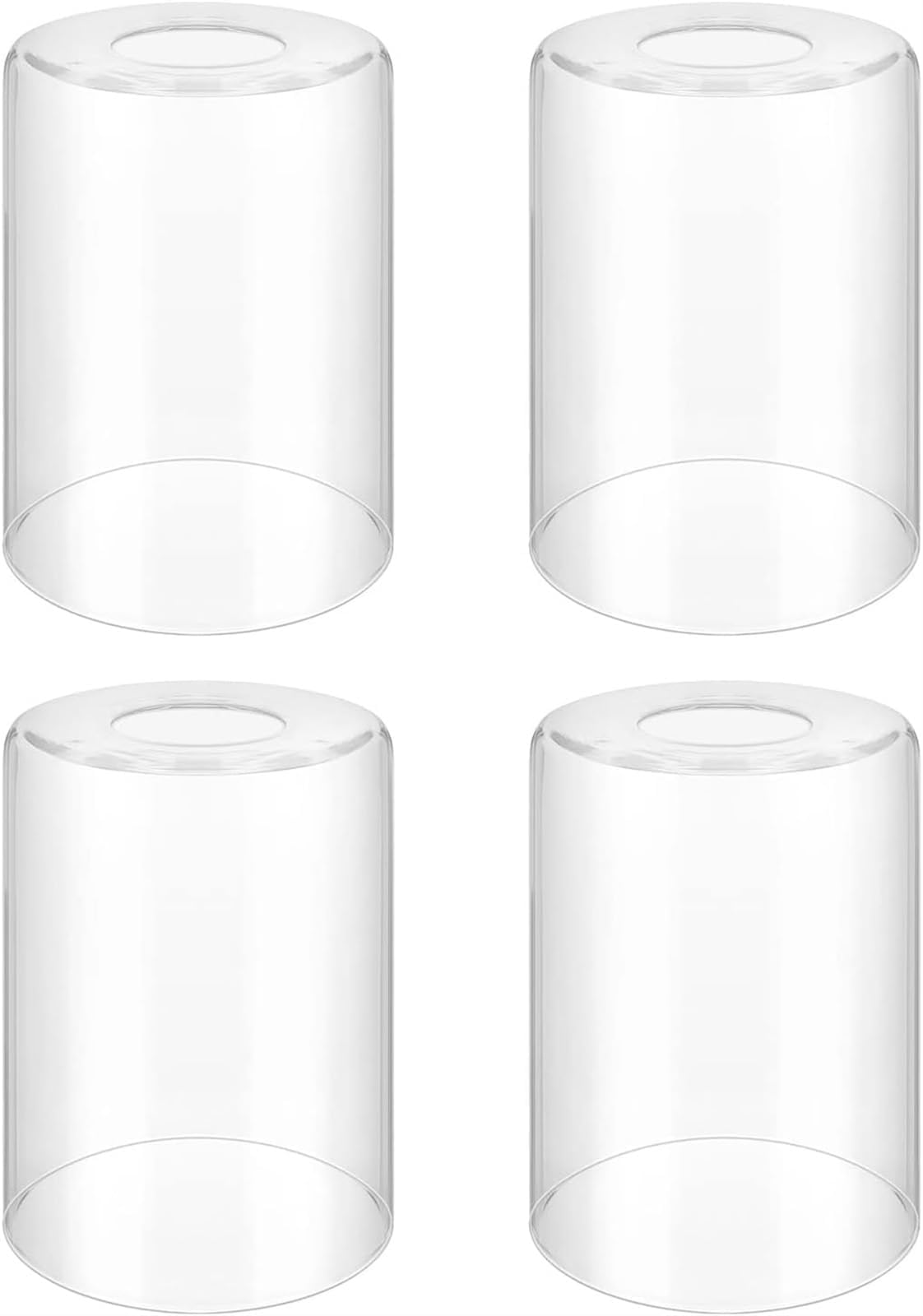 THE WHITE SHOP 4Pcs Clear Glass Lamp Shade Replacement,5.5inch High, 3.9inch Diameter, 1.69inch Fitter, High Transmittance Cylinder Glass Lampshade Covers for Vanity wall light fixtures Pendant Light