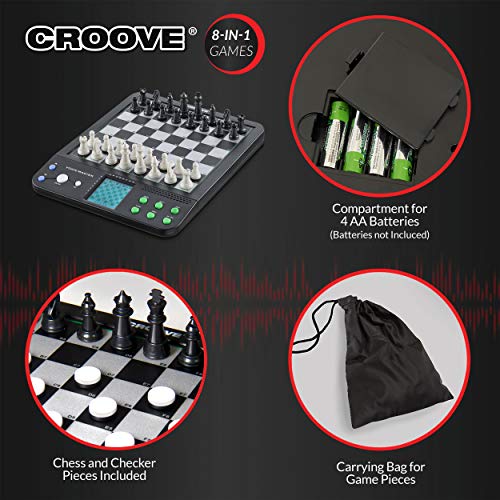 Image of Electronic Magnetic Chess and Checkers Set 10 inch, 8-in-1 Board Games, Digital Staunton Chess Board Game Sets for Adults & Kids, Teenager Toys, Gifts for Boys and Girls Ages 7 8 9 10 11 12+ Years Old