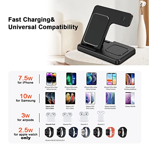 Iphone Wireless Charger Fast Charging 3 In 1, Wireless Charging Station For Iphone/Iwatch/Airpods, Portable Cell Phone Charging Stand For Multiple Devices, Charging Pad For Desk, Travel, Office, Home #TOP3