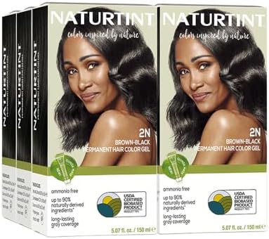 Naturtint 2N Brown Black Permanent Hair Color (Pack of 6), Ammonia Free, Vegan, Cruelty Free, up to 100% Gray Coverage, Long Lasting Results (Packaging may vary)