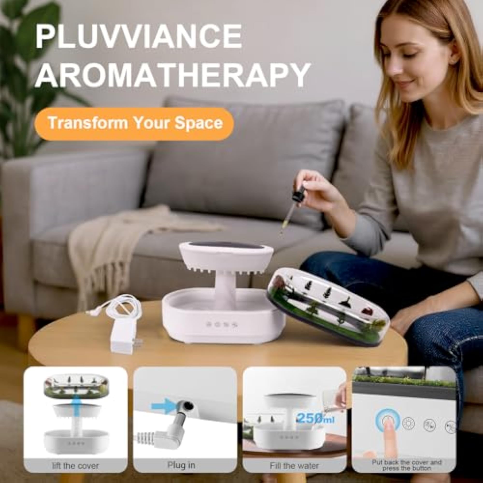 Cloud Rain Humidifier with 7 Colors and Rain Sound