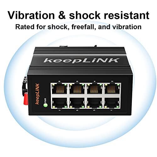 Image of 8-Port Industrial Ethernet Switch, Unmanaged 10 /100Mbps DIN-Rail Network Switch, IP40, Operating Temperature Range of -30C - 70C (-22F~158F)