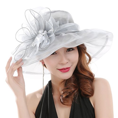Jiecikou Women's Church Derby Hat Wedding Dress Hat Fascinator Bridal Cap British Tea Party Gray