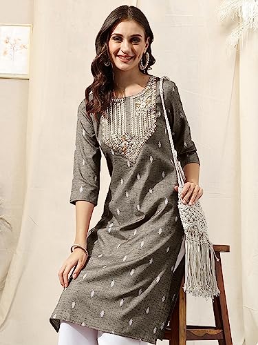 Image of MIRCHI FASHION Women's Straight Fit Paisley Printed And Embellished Kurta Set with Dupatta and Trouser