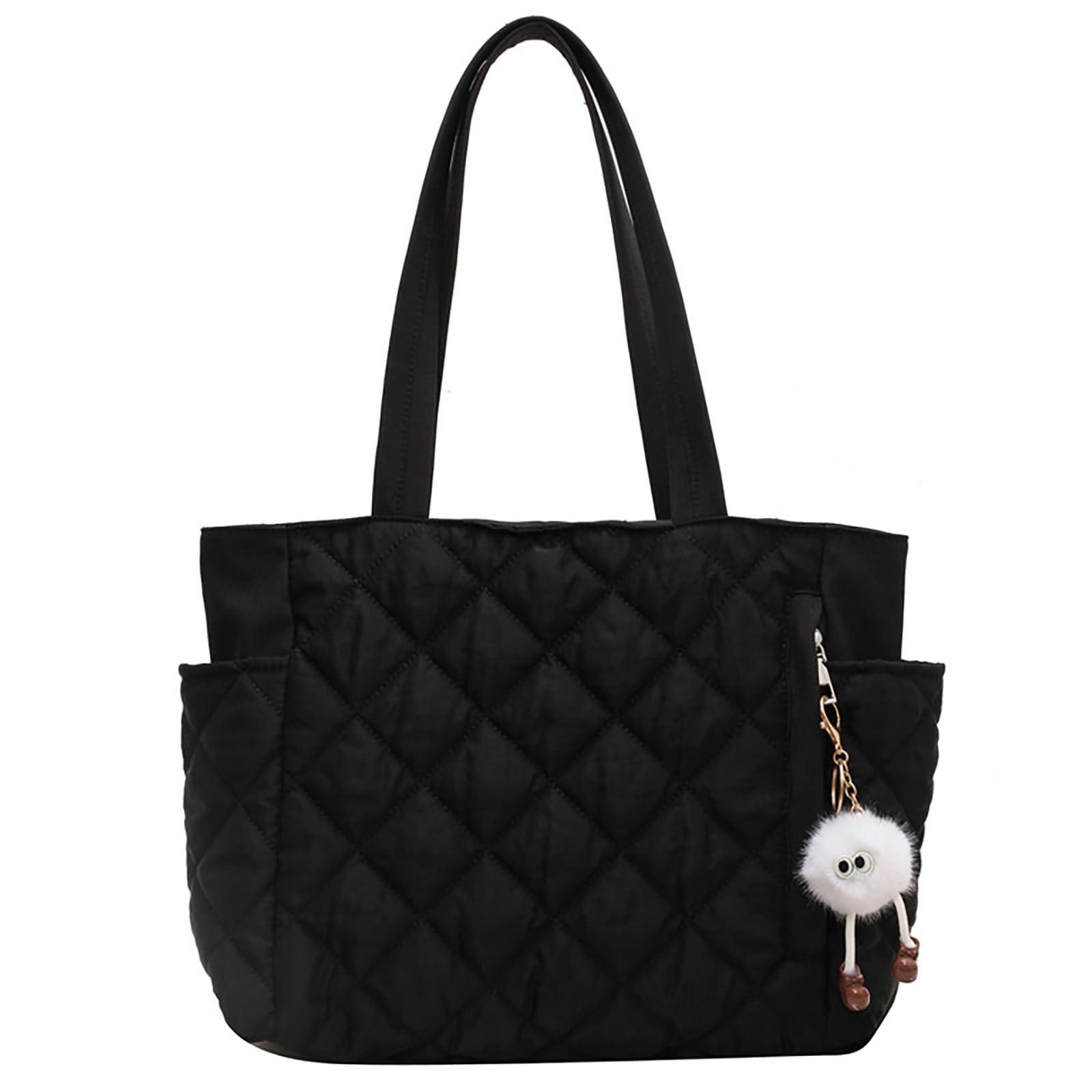 Puffy Tote Bag for Women - Quilted Shoulder Bag Carry On Duffle Purse with Bottle Pocket for Nurse