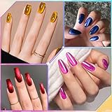 EBANKU Cat Eye Gel Nail Polish Set, 6 Colors Magnetic Glitter Gel Polish Spring Summer Neon Colors Red Pink Purple Blue Green with Magnet Velvet Kit Magnetic Nail Polish Gift for Women - Image 5
