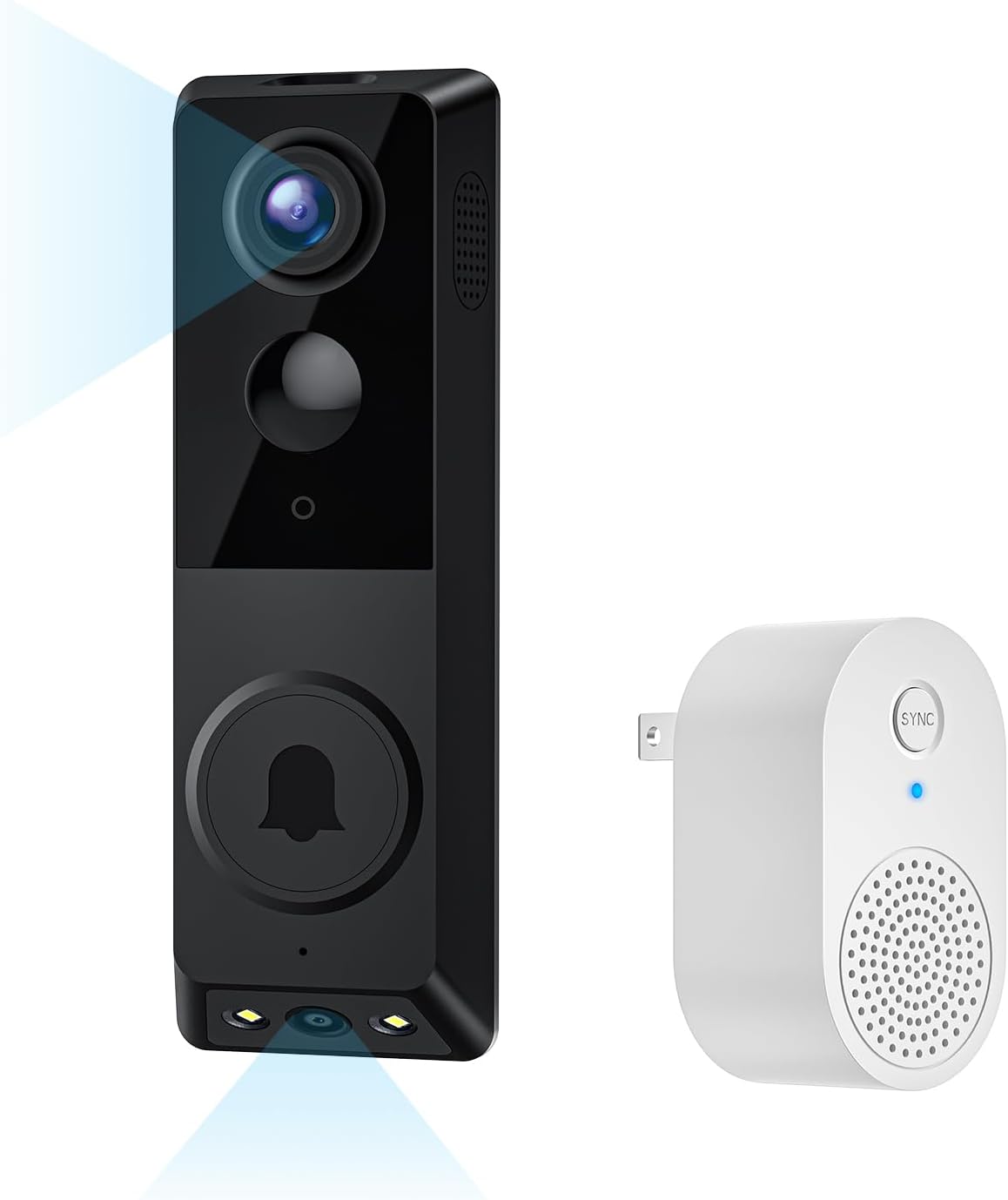 FISHBOTSecurity Video Doorbell, Dual Cameras with Delivery Guard, 1080p Full HD and Color Night Vision, Intelligent AI Detection, Two-Way Audio, 2.4GHz Wi-Fi Support, Cloud Storage (Sold seperately)
