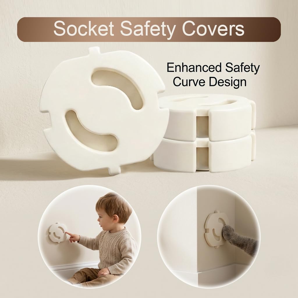 Lot de 25 cache-prises pour enfants - Installation facile - Protection contre les chocs électriques - Sans collage - Pour la famille