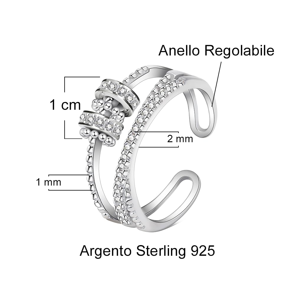 Anello da Donna in Argento Sterling 925 Anello Ispirazionale e di Incoraggiamento per Figlia per Donne Ragazze Dimensione Pollice Regolabile Anelli di Apertura
