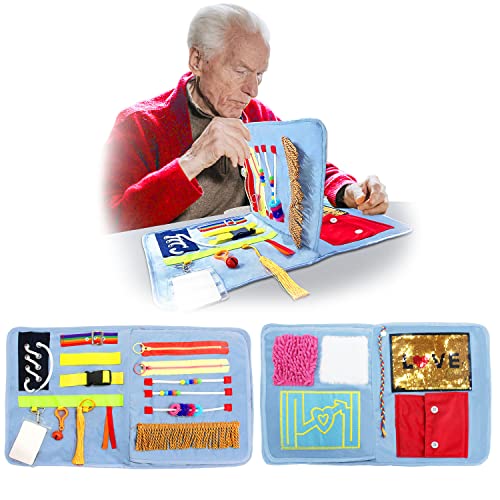 Manta fidget para adultos con demencia, 52 x 31 cm (2 páginas), actividades para la demencia para personas mayores, ayuda a la terapia de Alzheimer y la demencia, manta ocupada, alivio de la ansiedad,