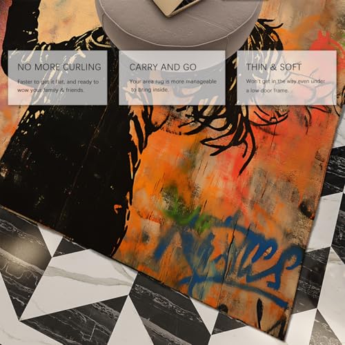 Tapis 160x230cm graffitis multicolore pour décoration salon et entrée