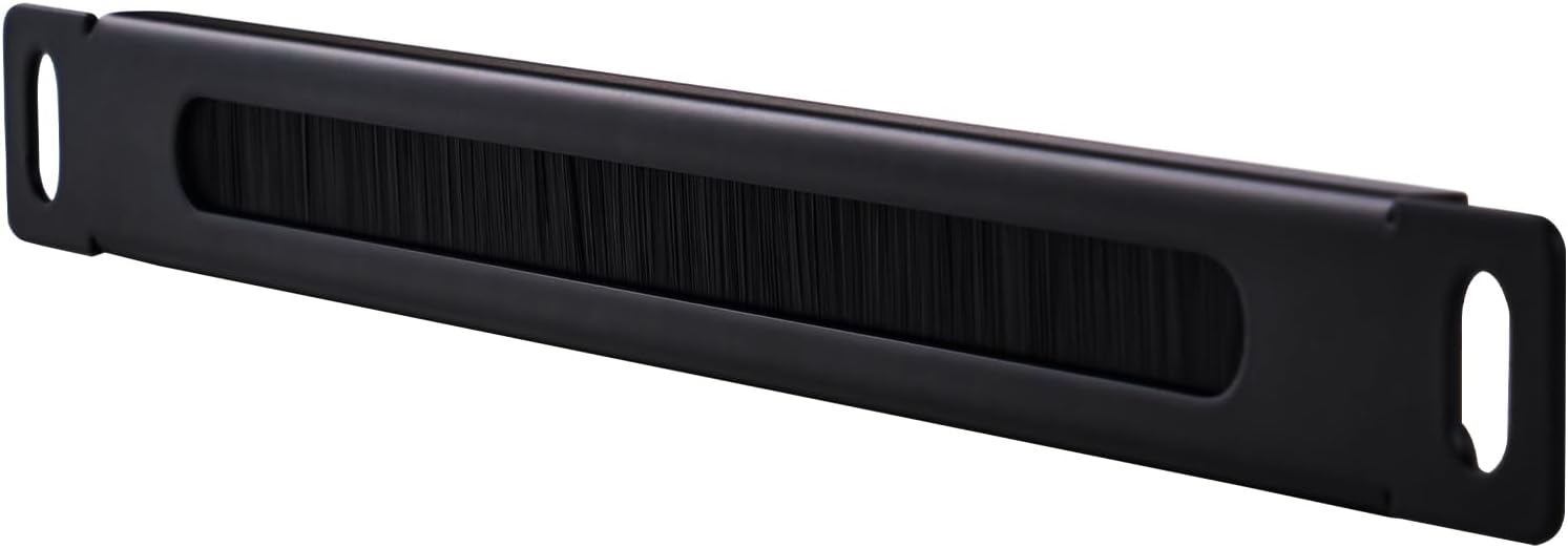GeeekPi DeskPi 10 inch 0.5U Rack Cable Entry Panel with Brush Strip, Black