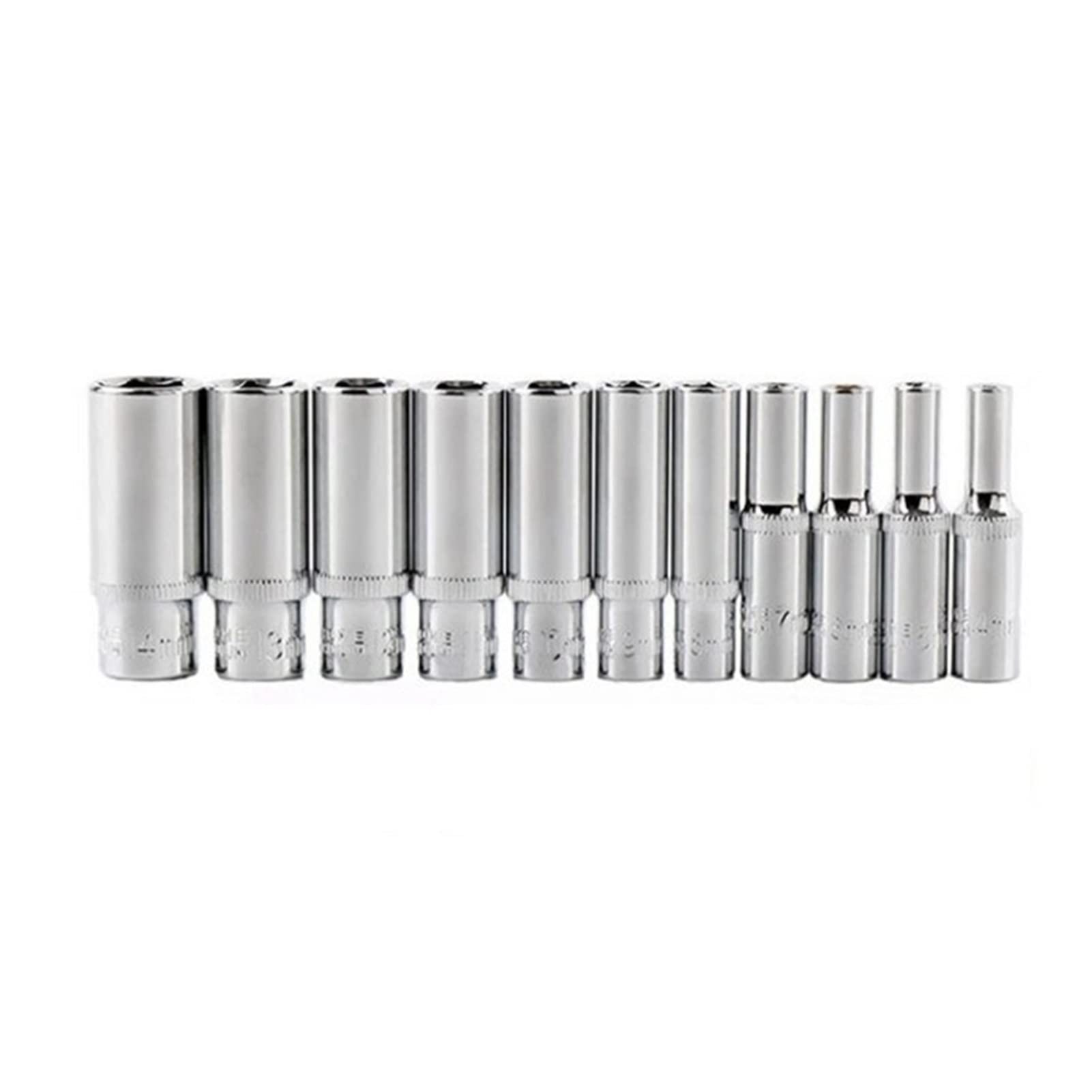 Zestaw 11 nasadek 1/4" z adapterem, nasadki długie 4-14 mm, głowice narzędziowe z kluczem dynamometrycznym i grzechotką, uchwyt wiertarski