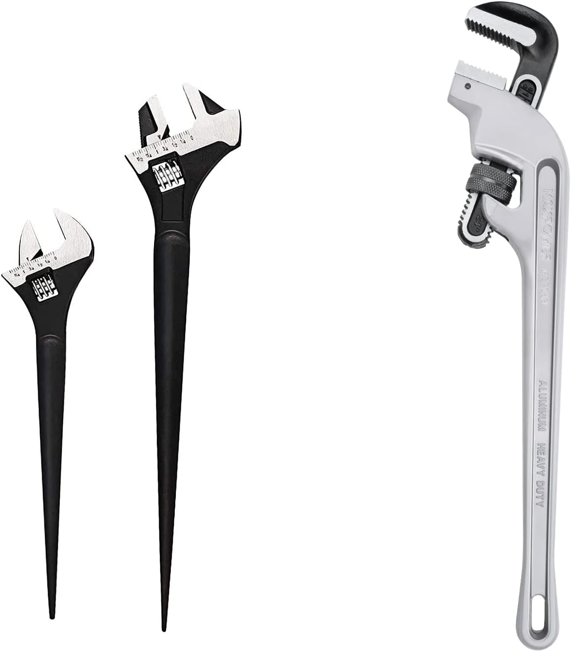 MAXPOWER 2Pcs Adjustable Spud Wrench and 24-inch Offset Pipe Wrench