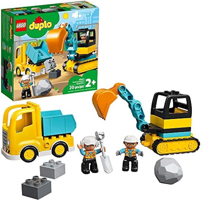 LEGO DUPLO Town Truck & Tracked Excavator Construction Vehicle 10931 Toy for Toddlers 2-4 Years Old Girls & Boys, Fine Motor Skills Development, Easter Basket Stuffer for Toddlers