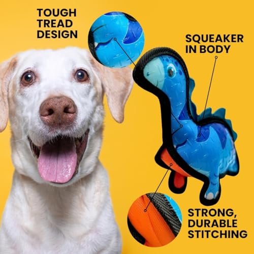 Juguete Squeaky Dinosaurio Mediano para Perros Azul miniatura 2