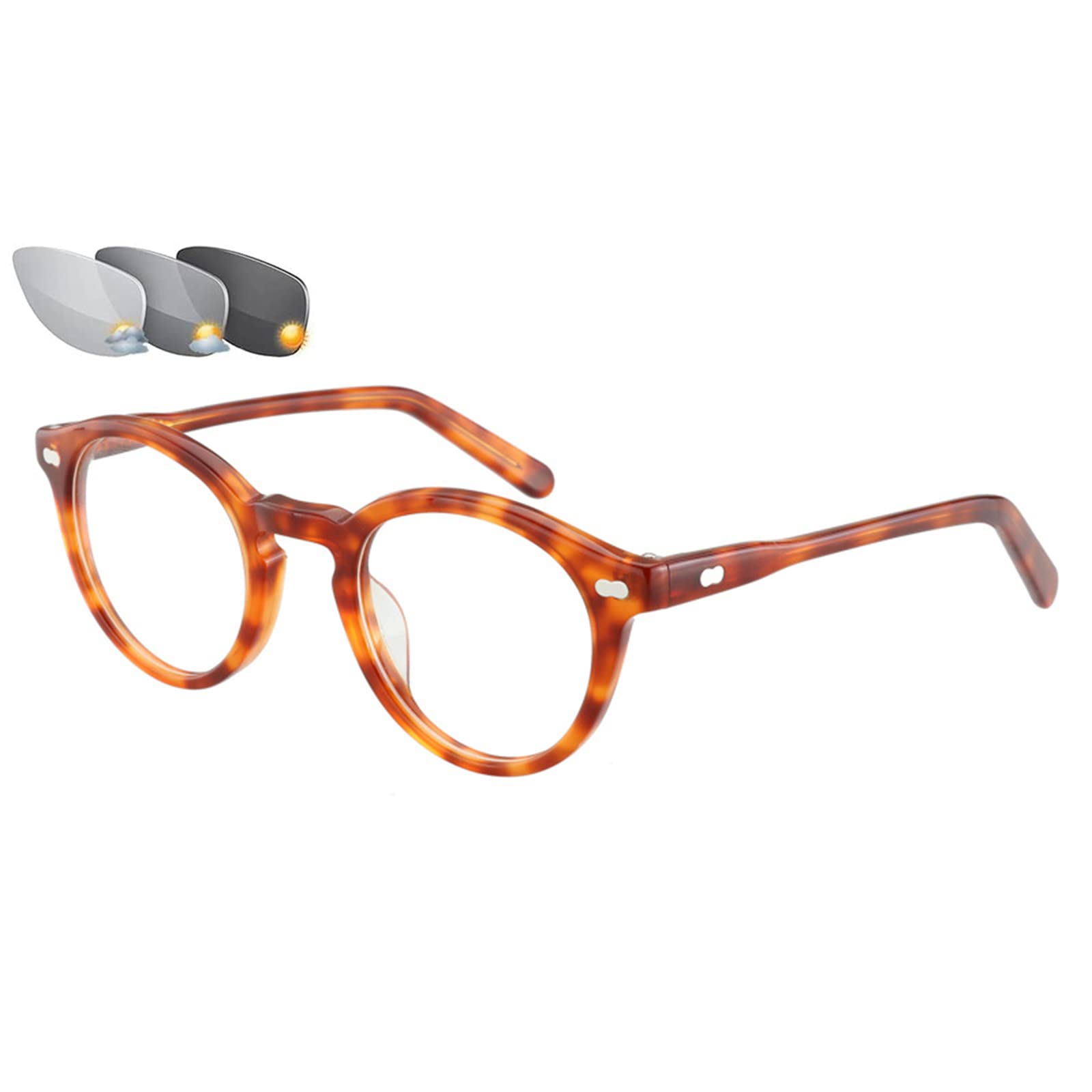 Retro Plate Lesebrille Männer Frauen Photochromer Übergang UV-Sonnenbrille Ältere Outdoor-Sonnenleser +1,0 bis + 3,0, C3-+3,00