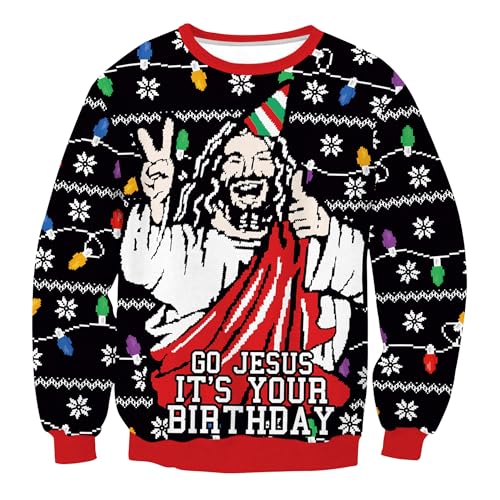Herberton Weihnachtspullover Unisex Weihnachtsbaum Lustig Hässlich Langarm Damen Herren Sweater