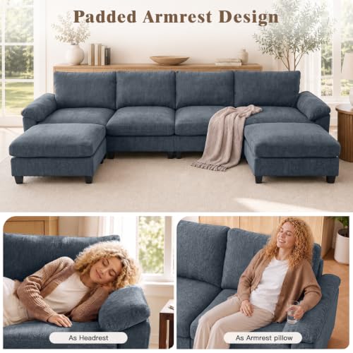 Image of Sectional Couches for Living Room, 141 inch U Shaped Cloud Sofa & Couch