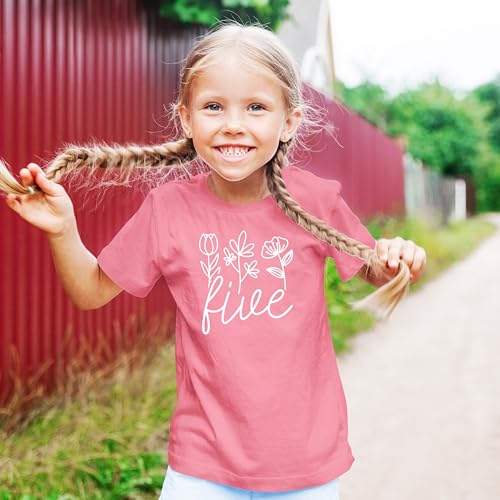 Five Floral 5th Birthday Shirt for Toddler Girls Fifth Birthday Outfit4