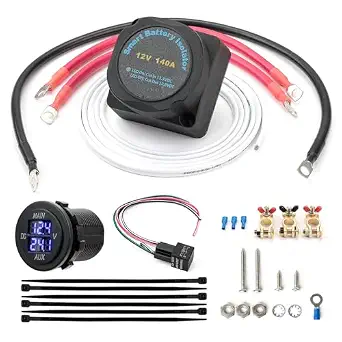 KEMIMOTO Dual Battery Isolator Kit 12V 140Amp for UTV ATV SXS