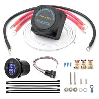 KEMIMOTO Dual Battery Isolator Kit - 12V 140Amp UTV ATV SXS Smart VSR Relay Automatic Switch for Dual Battery Setup Accessories Compatible with Polaris, Can Am, Cfmoto, Talon Pioneer, Kawasaki