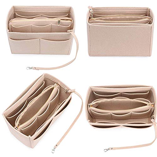 KYSA Bolsa de maquiagem, bolsa organizadora de feltro com zíper, bolsa de mão, multibolsos, bolsa de
