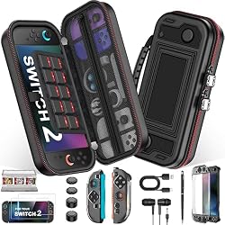 NinABXY Switch 2 Carrying Case Accessories, 12-IN-1 Bundle for Nintendo Switch 2 2025—Tempered Glass, Thumb Grips, Game Card Holder, Stylus Pen,Gaming Headphones,Legacy Systems for Nintendo 3DS,XL