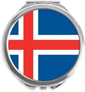 Iceland National Flag Europe Country Hand Compact Mirror Round Portable Pocket Glass