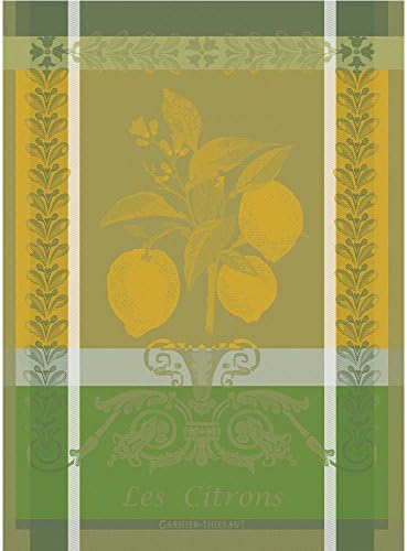 Garnier-Thiebaut 100% Two-ply Twisted Cotton Citron Kitchen Towel, 22 by 30-Inch, Zeste, Made in France,24883
