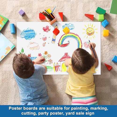 Image of 18 Pcs 14 inch x 22 inch Poster Board White Poster Board Paper Bulk 250 GSM Thickness Vision Boards Smart Poster Board for Drawing School Arts Craft Projects Presentations Scrapbooking Blank Graphic Display