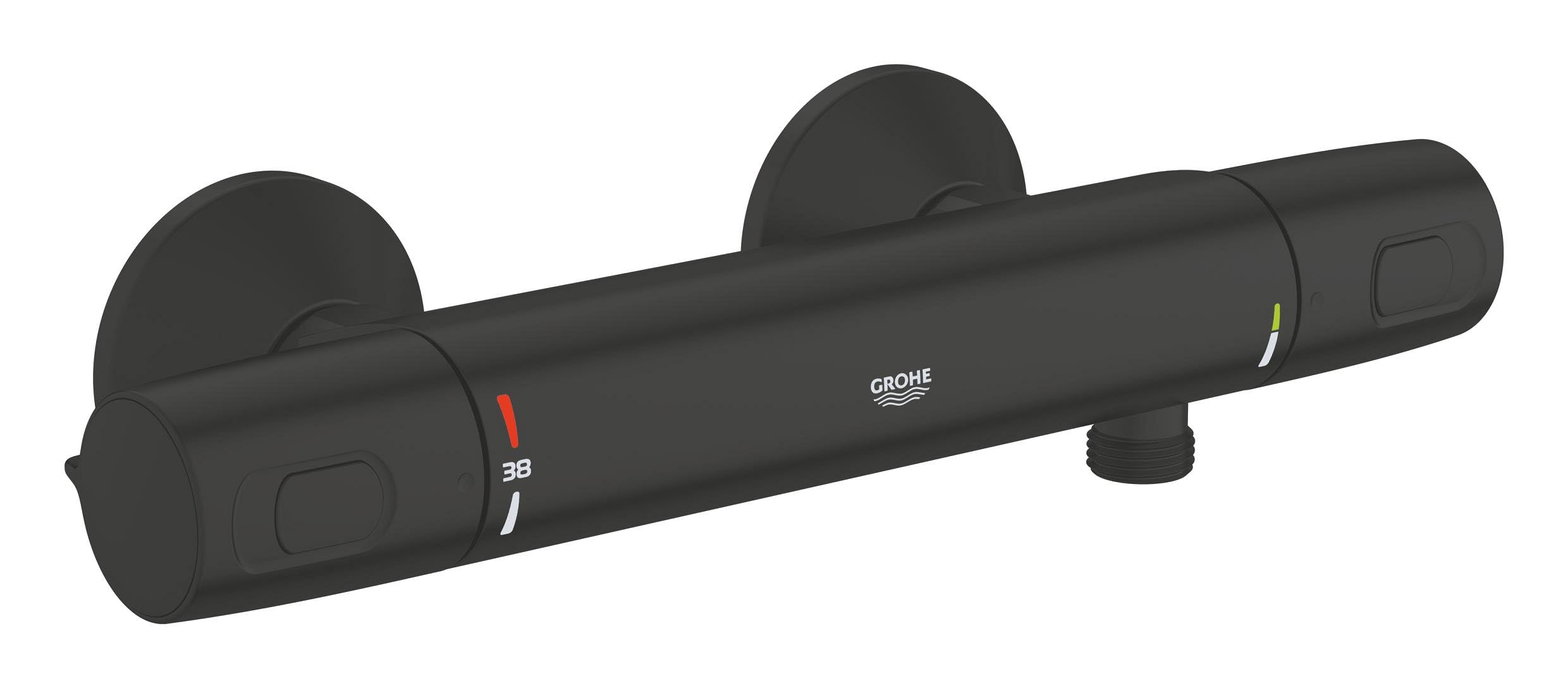 Mitigeur thermostatique douche GROHE anti-brûlure noir mat pour stopper les variations d'eau