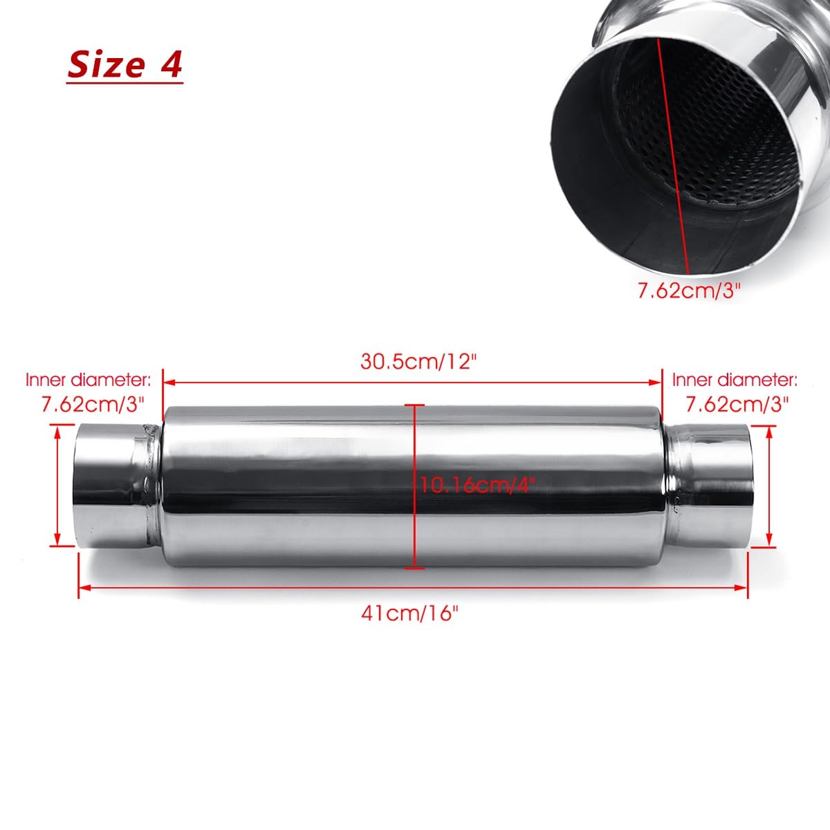 Rura wydechowa uniwersalna 2 "2,25" 2,5 "3" Car Styling Turbina Rezonator wydechowy tłumik tłumik rury wydechowe samochodu ze stali nierdzewnej (rozmiar : 4)