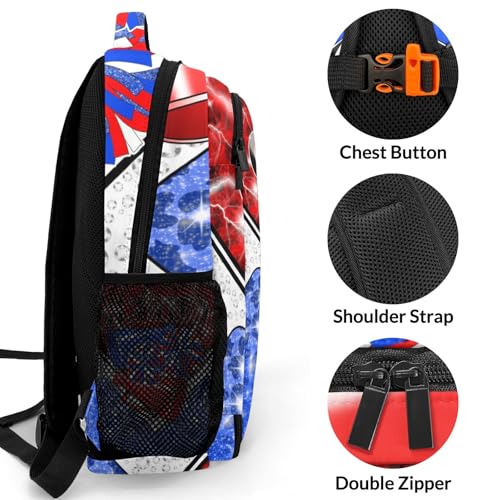 Cheerleader Backpack Cheer Bags Custom Cheerleading Backpack Casual School Bookbags for Girl Boy Gift(Red Blue White)4