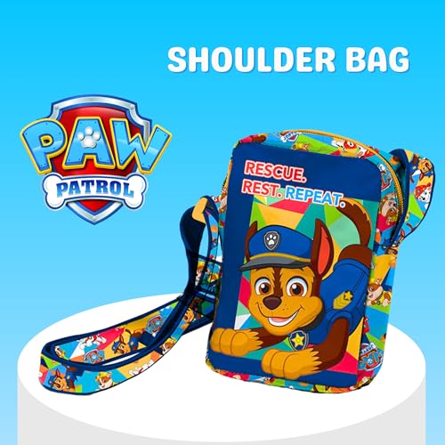 PAW PATROL Kindertasche, Umhängetasche mit Chase Skye Marshall und Rubble Design, Verstellbare Handtasche, Geschenk für Jungen und Mädchen