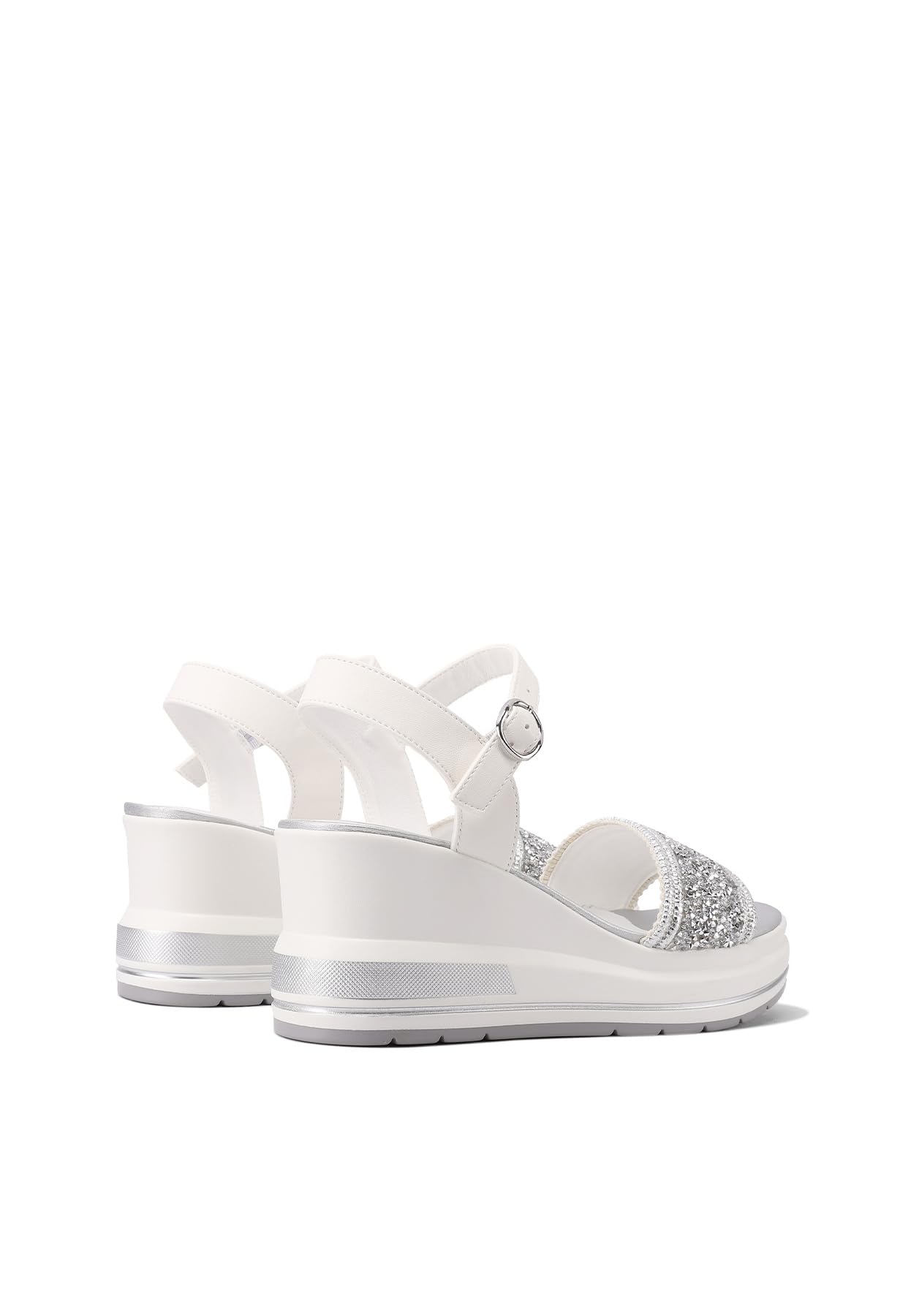 QUEEN HELENA Zeppe con Strass Sandali Alti con Cinturino Casual Donna X32-218