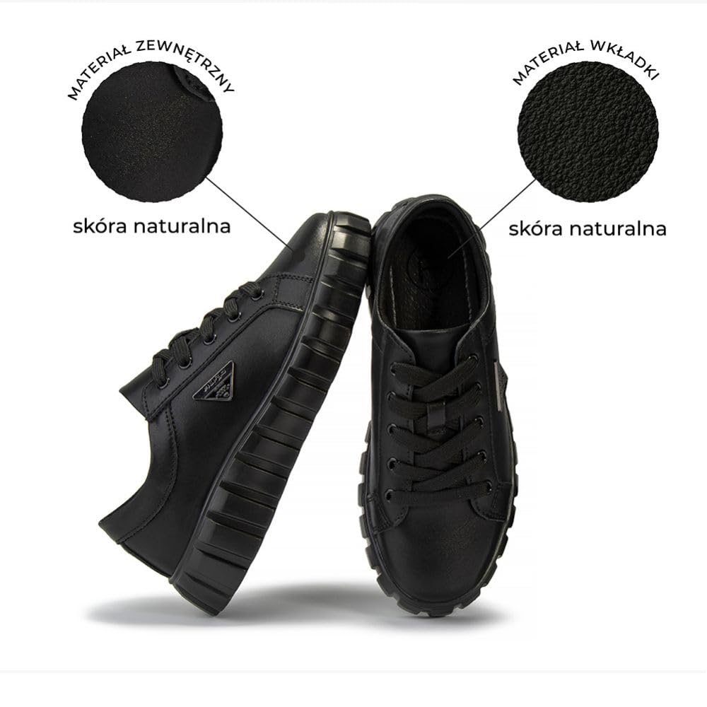 FILIPPO damskie sneakersy skórzane na platformie - skóra naturalna