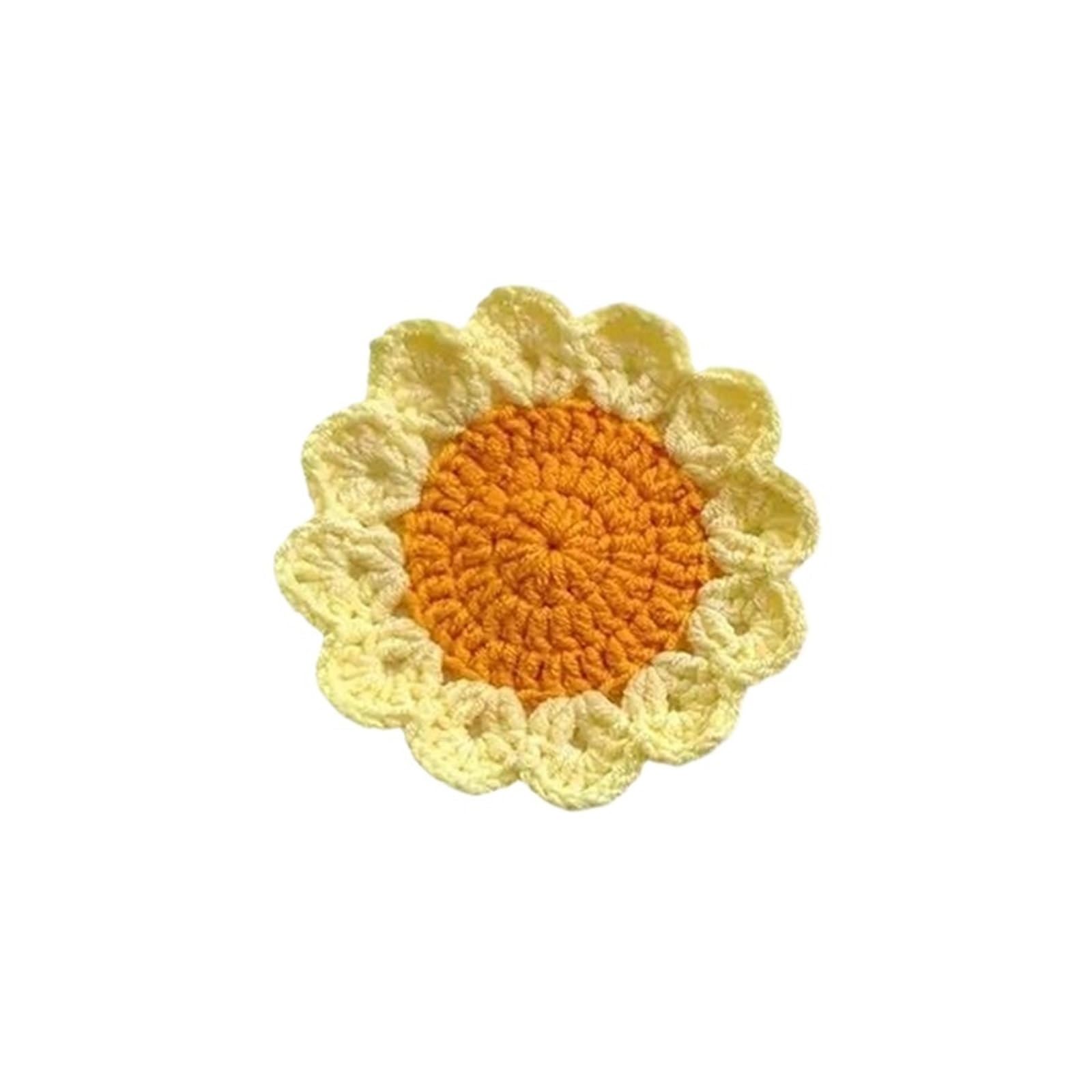 10Pcs Flower Crochet Coaster Handmade Knitted Placemat For Tea Mug Pad Table Kitchen Decor for Cap(Color2)