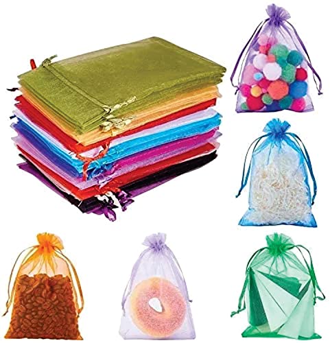 Image of Anl Etails 100 Pcs (Extra Large Size) Organza Drawstring Bag Potli, Pouch, Gifts Goodies and Candy Bags