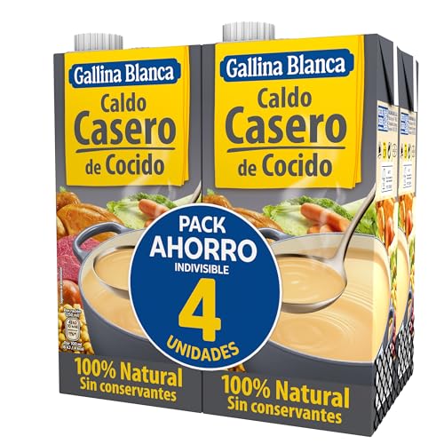 Gallina Blanca - Caldo Casero de Cocido 100% Natural - 1L (Paquete de 4)